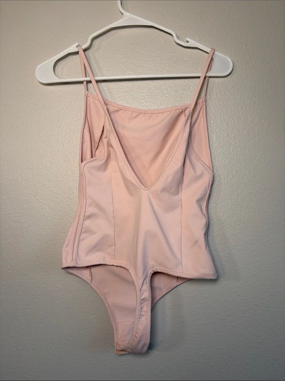 Free People Lila Square Neck Low Side Bodysuit in Ballet Pink - S